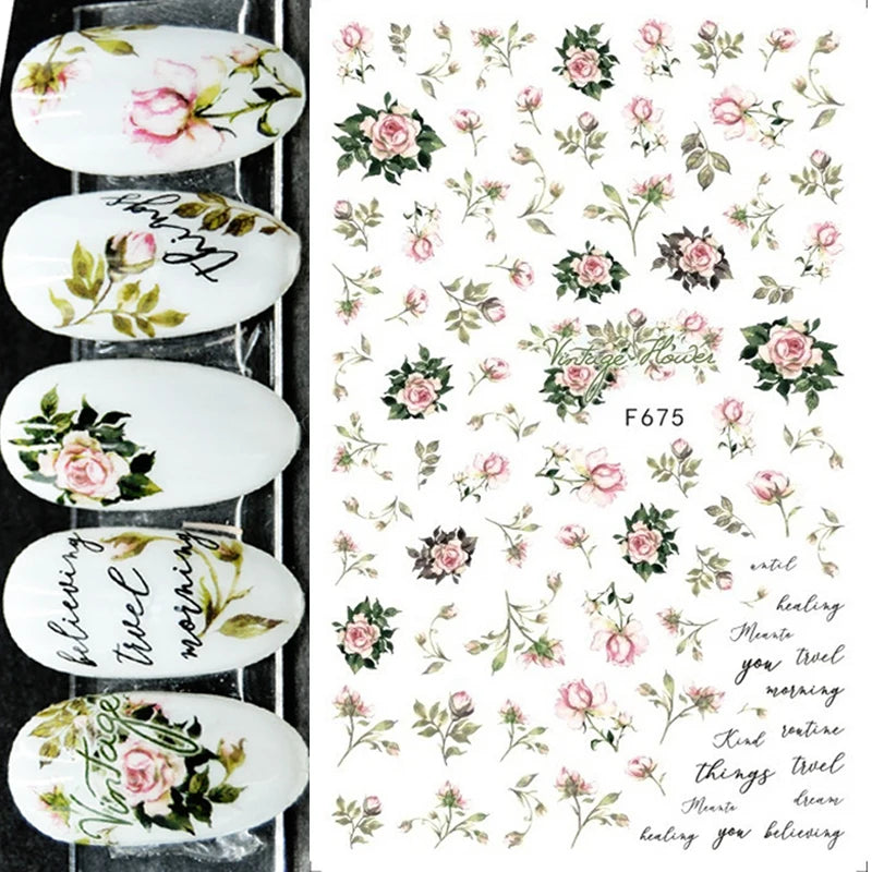 3D Y2K Hibiscus Floral Nail Stickers