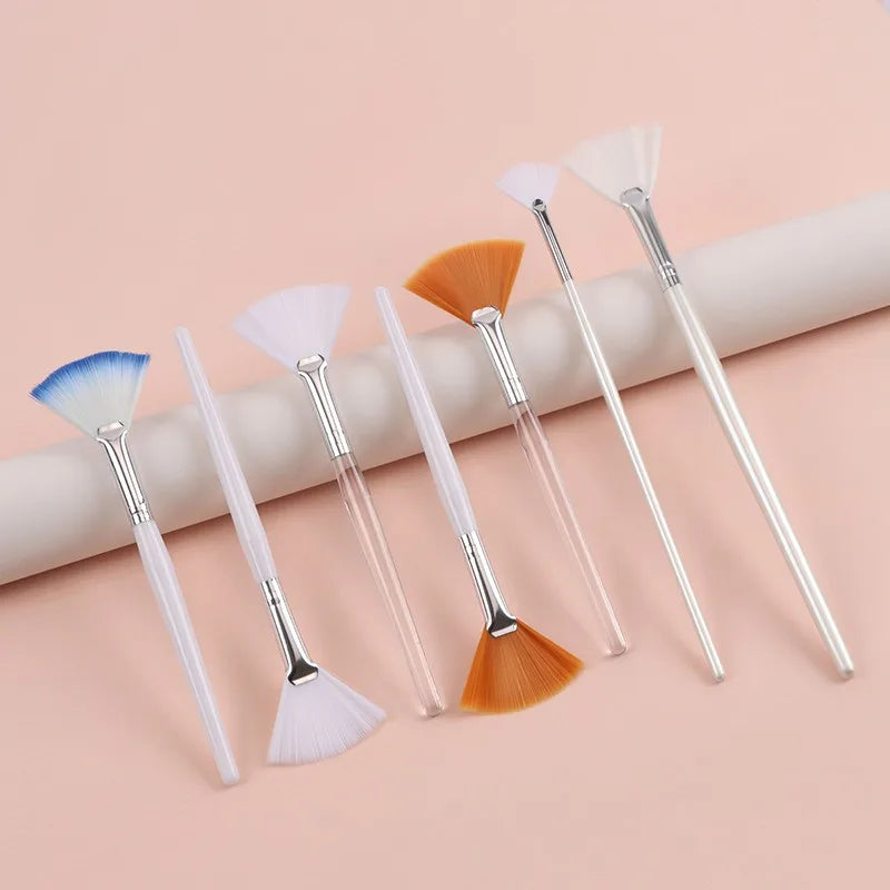 1/8pcs Fan Acid Facial Brush Set – Soft Portable Mask Brushes for Skin Care & Beauty Salon Use