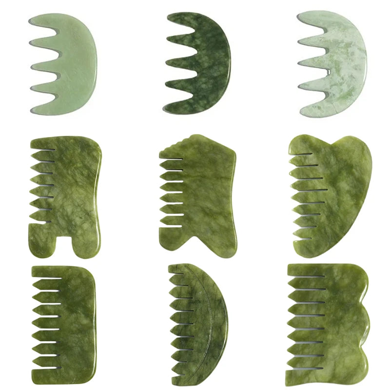 Natural Jade Comb Gua Sha Scraping Massage Tool