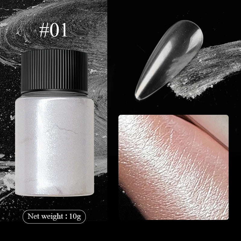 10g Gradient Pearl Nail Powder – Metallic Aurora Effect Glitter Dust for UV Gel Nail Art Decorations