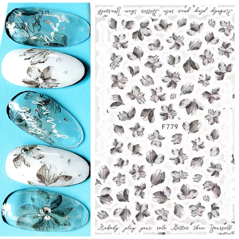 3D Y2K Hibiscus Floral Nail Stickers