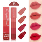 Mini 4-Color Matte Lipstick Pen – Moisturizing, Long-Lasting, Highly Pigmented