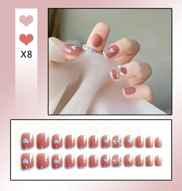 24Pc Leopard Chain Ballerina Press-On False Nails – Full Cover Reusable Tips