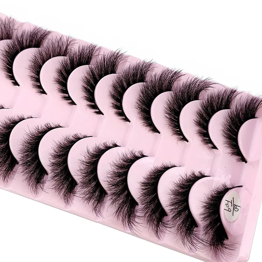 Cat Eye Wispy Mink Lashes – 10 Pairs, Natural Fluffy Long & Short False Eyelashes