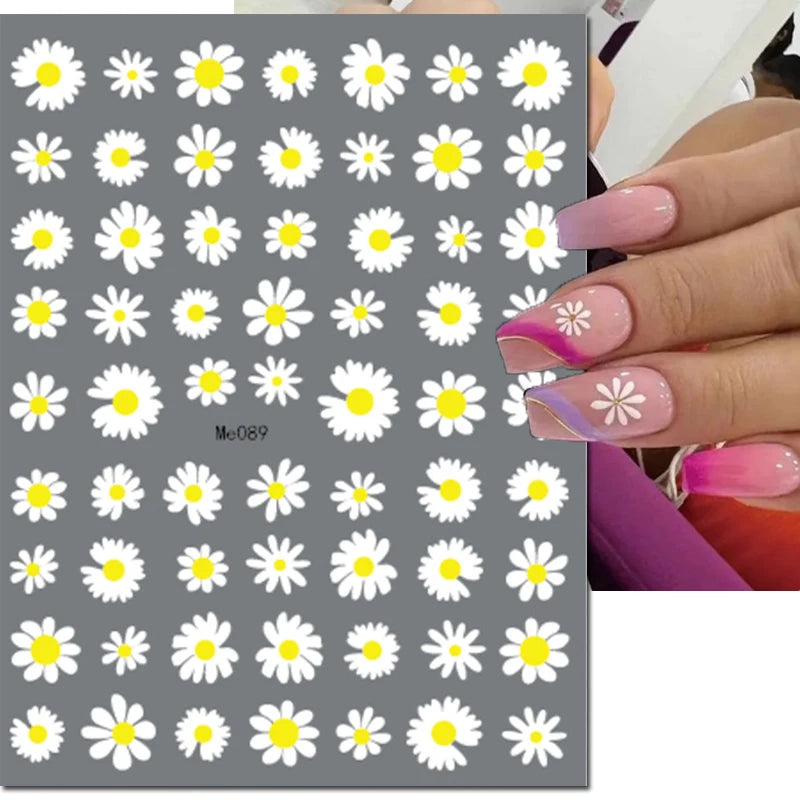 3D Y2K Hibiscus Floral Nail Stickers