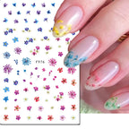 3D Butterfly & Flower Nail Art Stickers – Blue & Purple Decals for Manicure