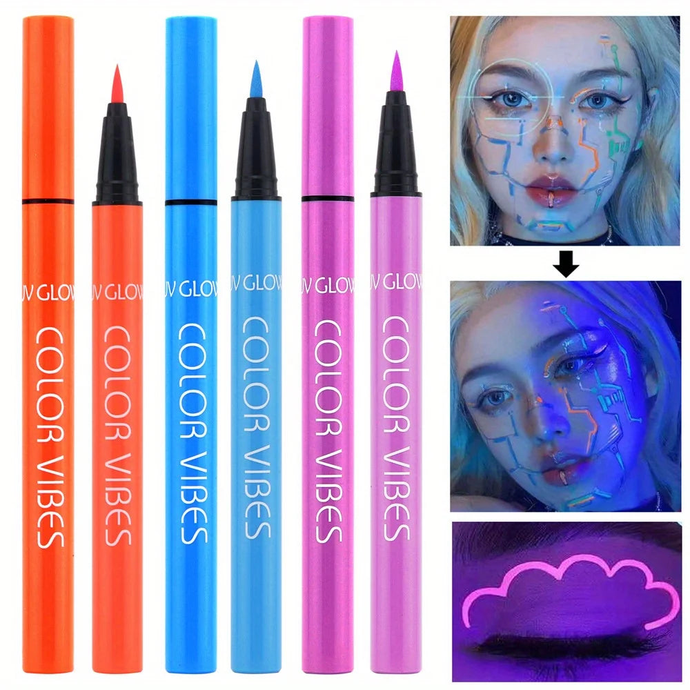 8-Color UV Glow Neon Liquid Eyeliner Set – Matte, Waterproof & Smudge-Proof High-Pigment Eye Makeup Pens