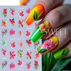 2PCS Hawaiian Floral Nail Stickers – DIY Spring/Summer Manicure Decals