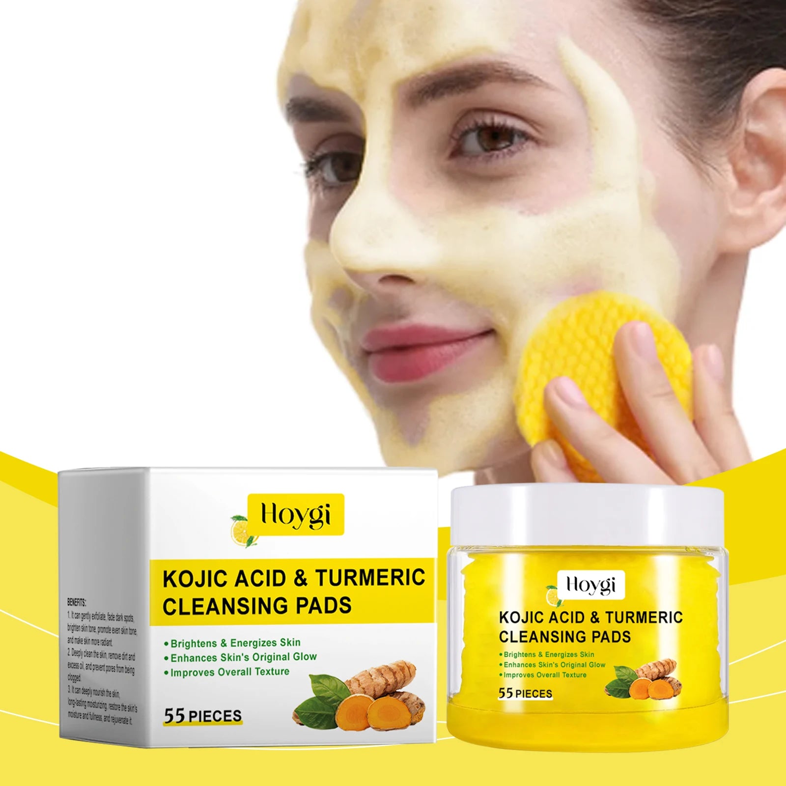 Turmeric Cleansing Pads – Exfoliating Makeup Remover & Pore Refining Face Sponge