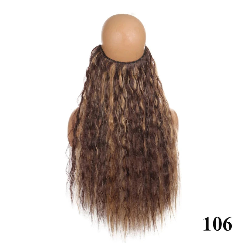 Fish Line Hair Extensions – Straight & Curly, 40/50/60cm, Daily Wear