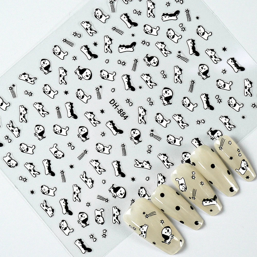 Kawaii Capybara & Spotted Puppy Nail Art Stickers – DIY Manicure Decals