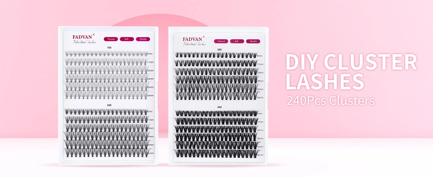 DIY Cluster Lashes Bundle – 30D/40D Soft Mink Individual Lashes