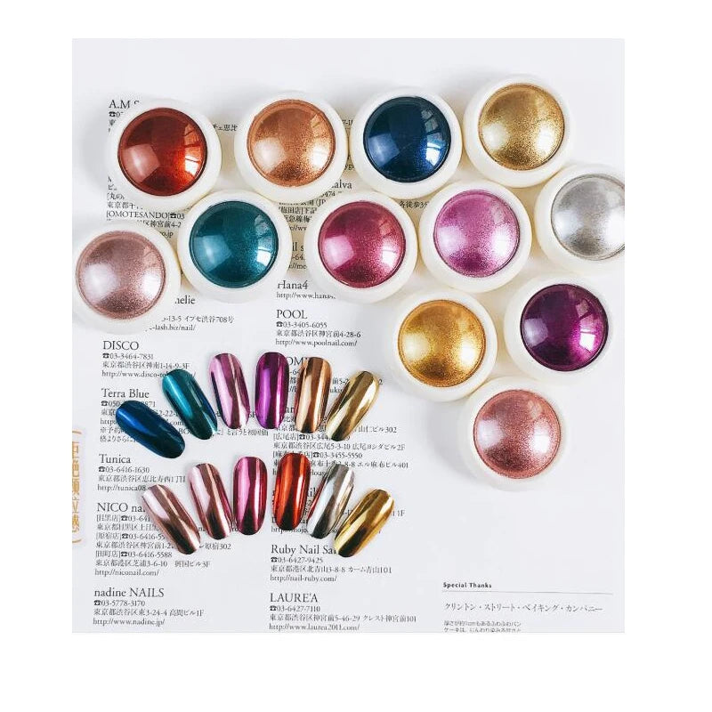 Gold Nail Mirror Glitter Powder – 50 Colors Metallic Chrome Dust Pigment for Gel Polish & Mirror Effect Manicure