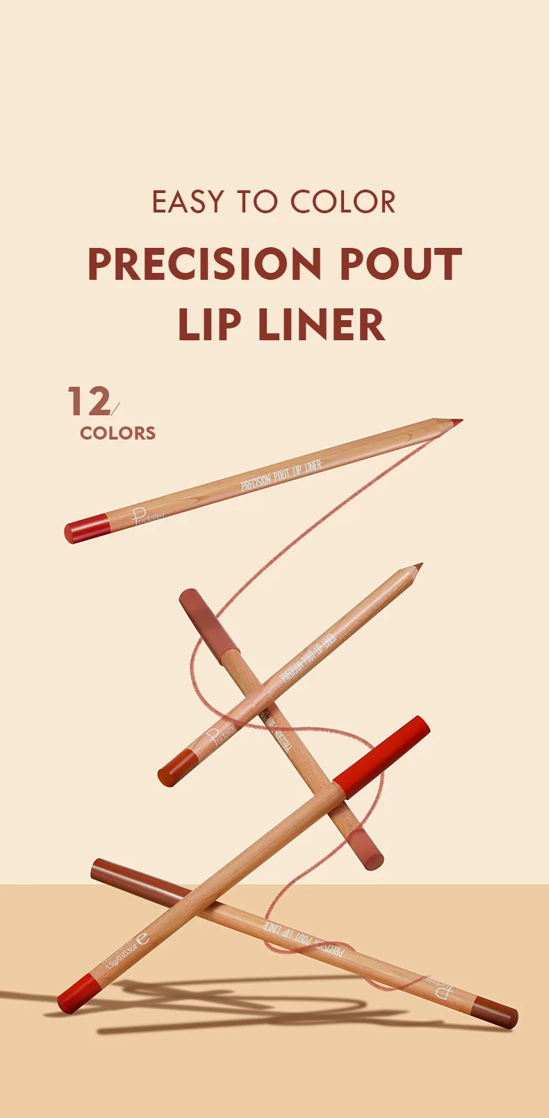 12pcs Waterproof Nude Lip Liner Set – Long-Lasting, Moisturizing Pencils