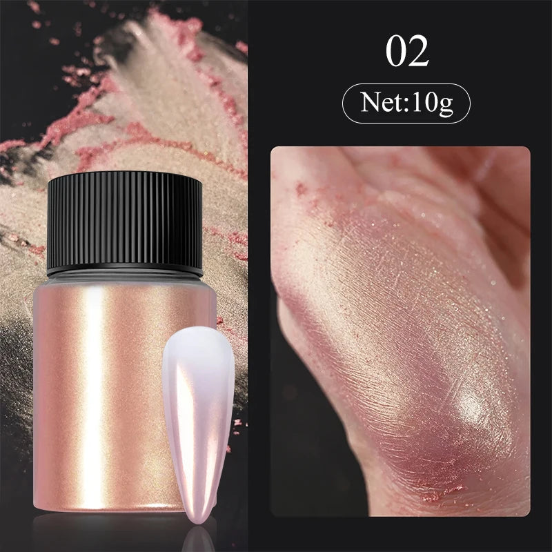 10g Gradient Pearl Nail Powder – Metallic Aurora Effect Glitter Dust for UV Gel Nail Art Decorations