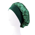 New Women’s Satin Solid Wide-Brimmed Sleeping Hat – Unisex Elastic Head Wrap Bonnet for Hair Care
