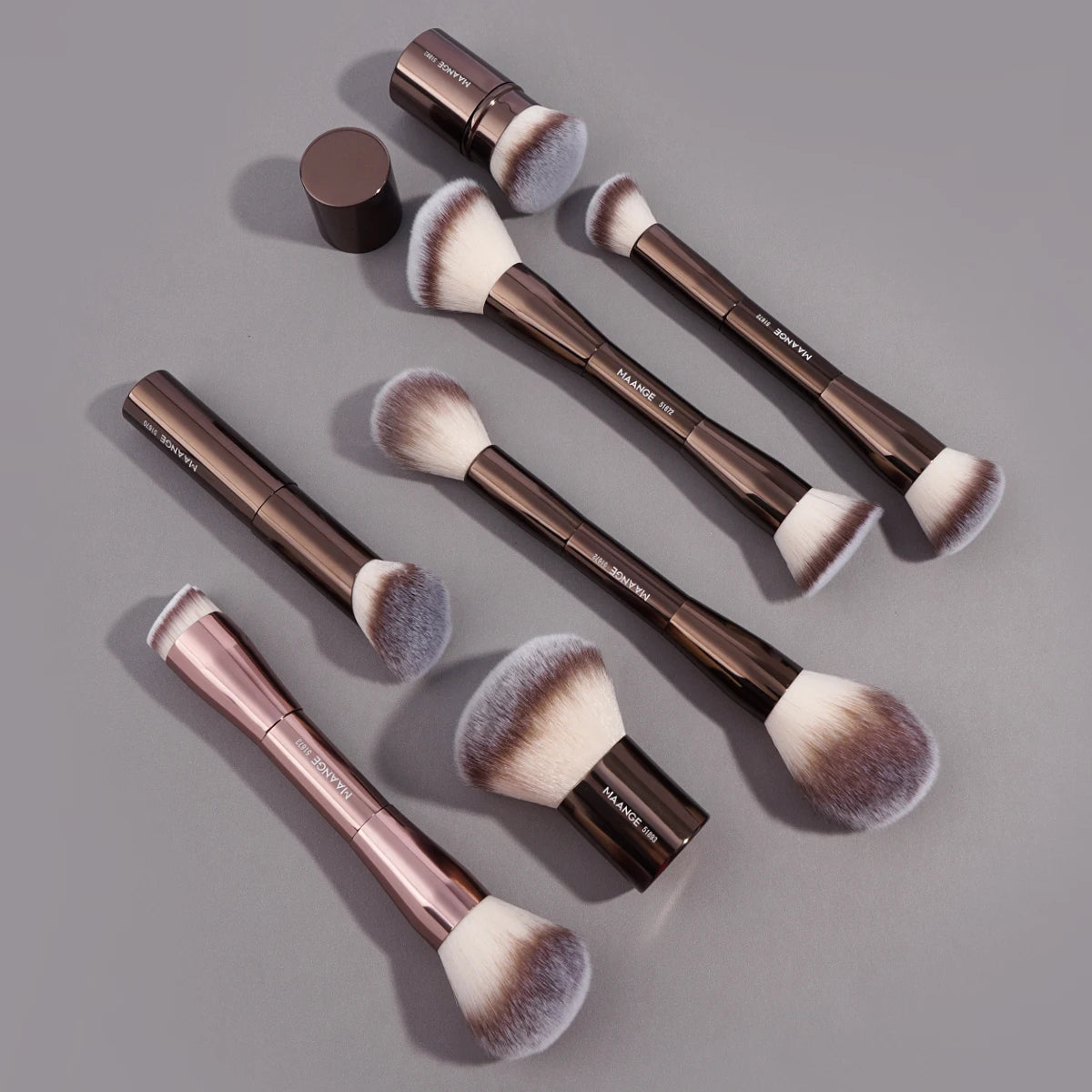 Double-Head Makeup Brush – Soft Fiber Brush for Foundation, Powder, Concealer, Blush & Bronzer Application