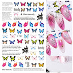 3D Butterfly & Flower Nail Art Stickers – Blue & Purple Decals for Manicure