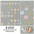 5D Smiley Face Nail Stickers – Embossed Japanese Macaron Decals