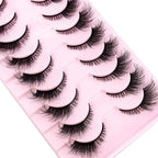 Cat Eye Wispy Mink Lashes – 10 Pairs, Natural Fluffy Long & Short False Eyelashes