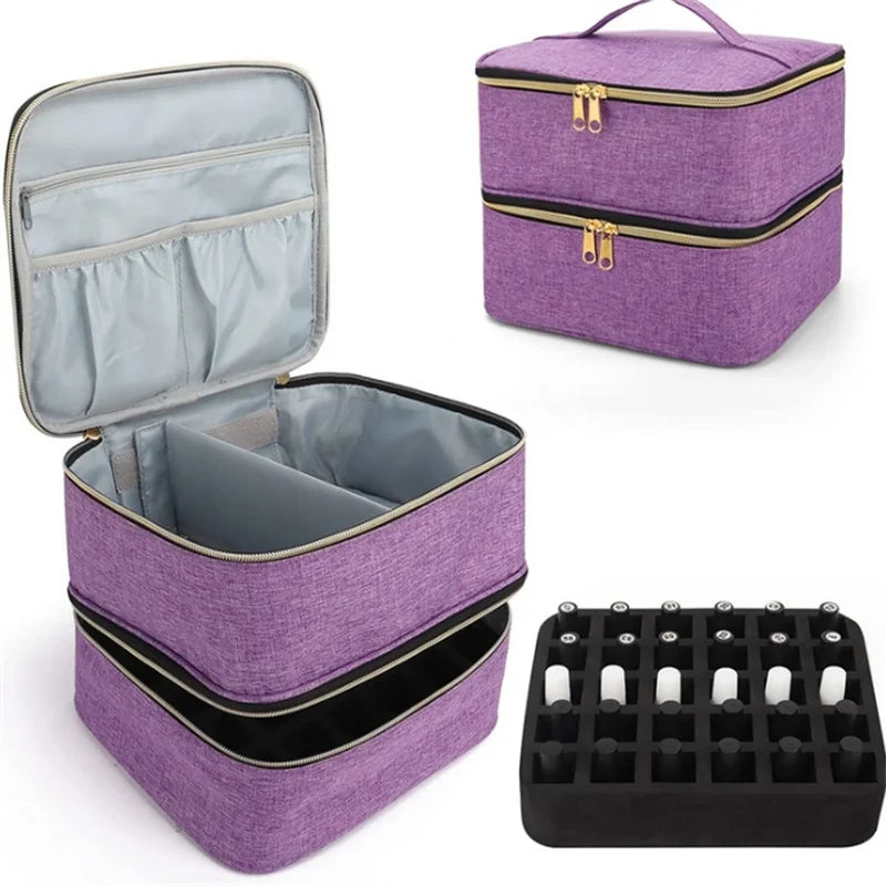 Portable Nail Dryer & Storage Bag – 30-Bottle Organizer Case