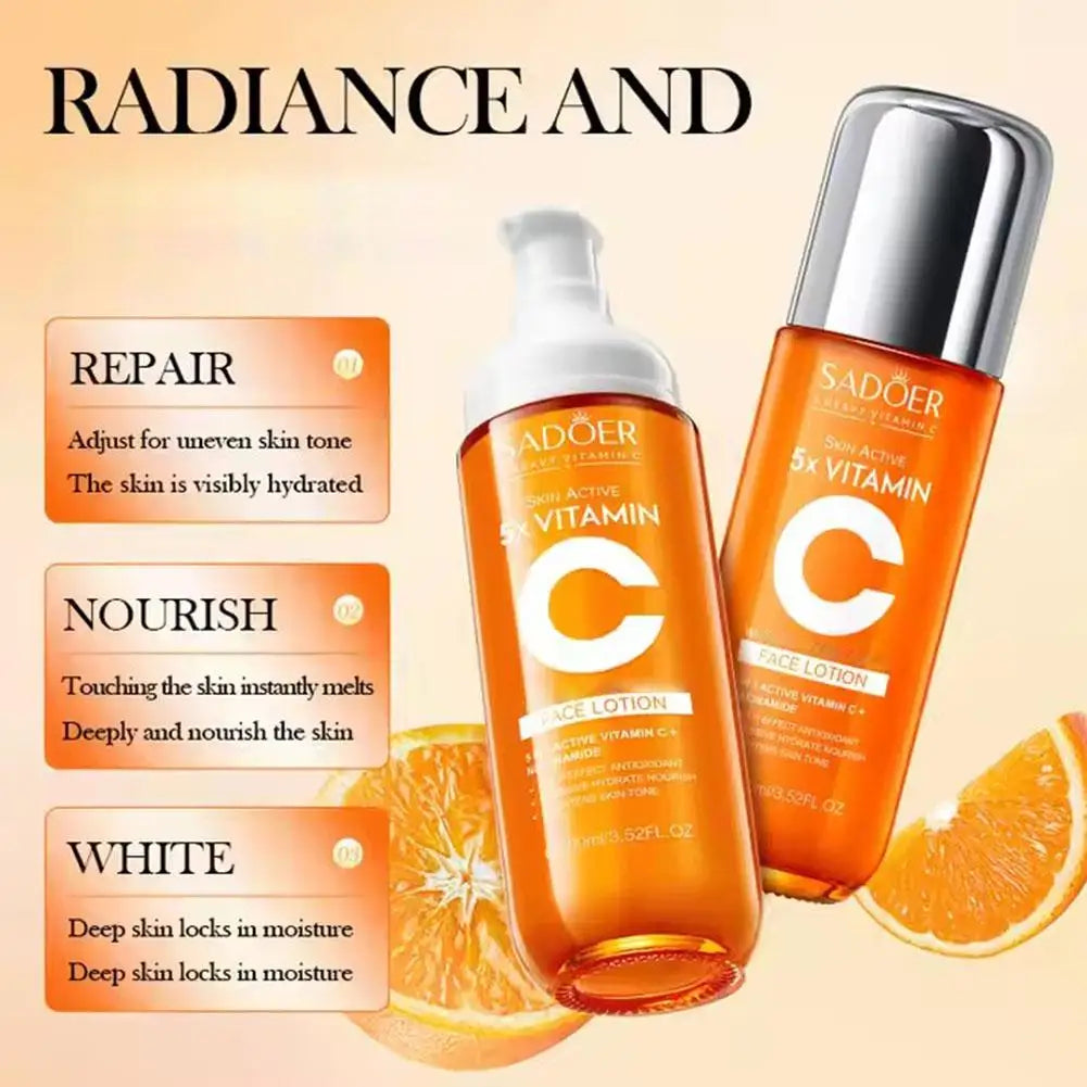 5x Vitamin C Skincare Set – Cleanser, Lotion, Eye Cream & Serum for Brightening & Even Skin Tone