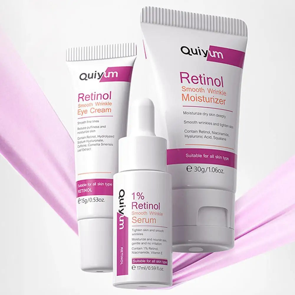 Professional Retinol Skincare Set – Serum, Moisturizer & Eye Cream for Wrinkle Smoothing & Firming