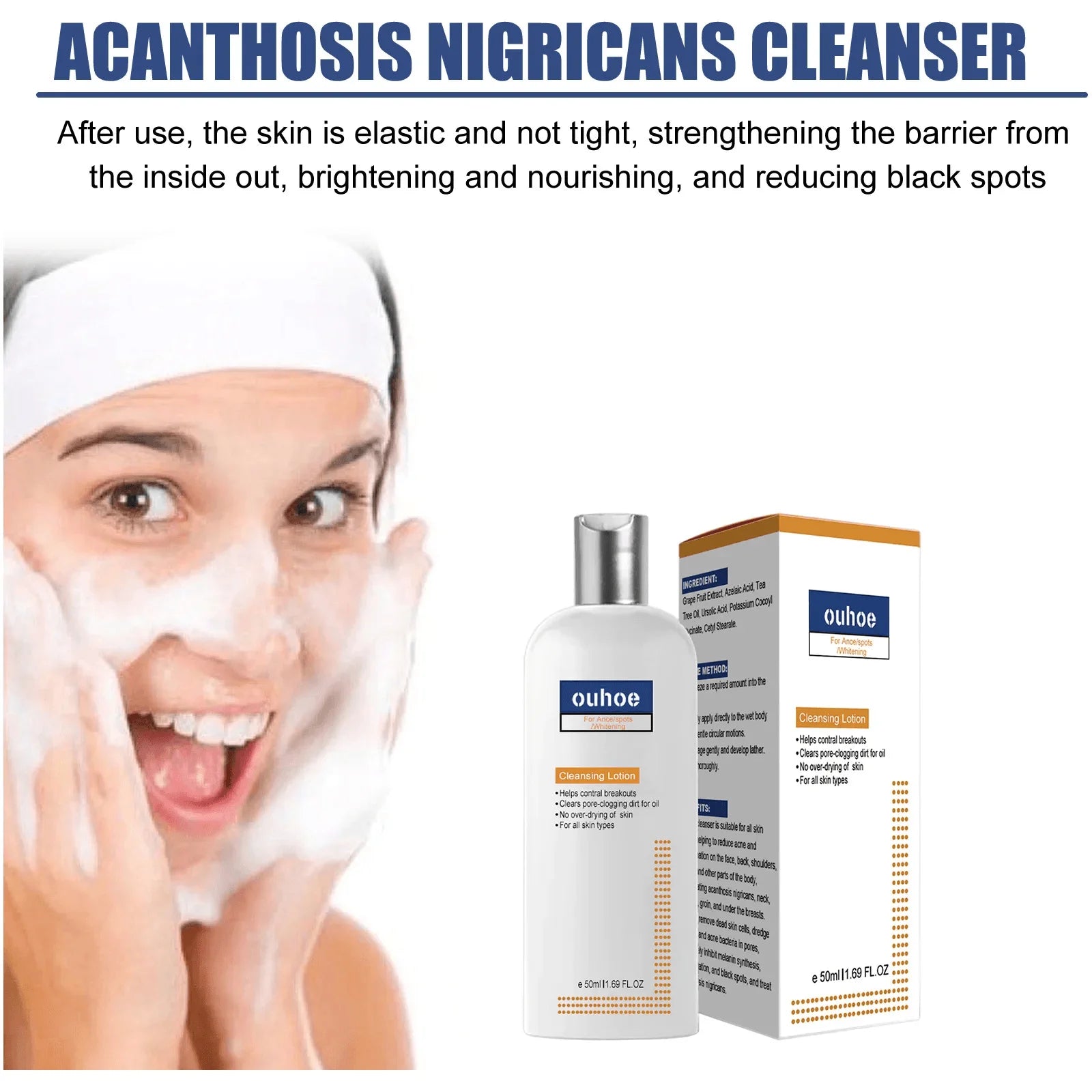 Whitening Facial Cleanser – Fades Dark Spots, Reduces Melasma, Brightens & Smooths Skin, Anti-Acne & Moisturizing Care