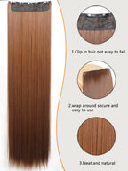 5-Clip 80cm Synthetic Hair Extensions – Straight, Black/Brown/Blonde