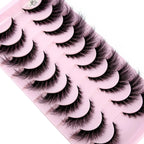 Cat Eye Wispy Mink Lashes – 10 Pairs, Natural Fluffy Long & Short False Eyelashes