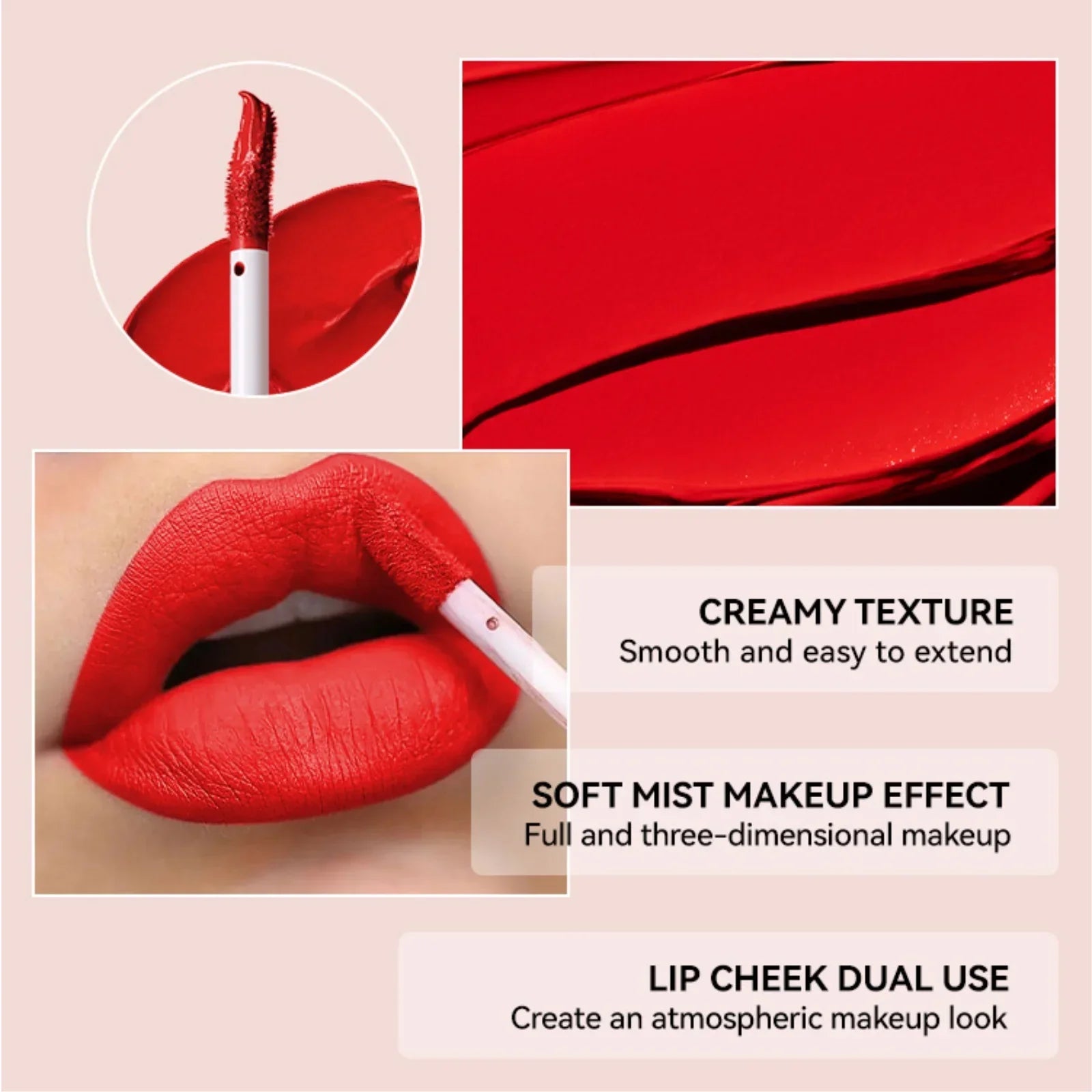 MLSMILE 6-Color Velvet Matte Lip Glaze – Waterproof, Long-Lasting, Non-Stick Lip Tint