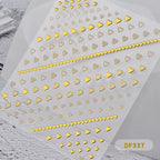 3D Gold Metal Nail Stickers – Chain & Zipper Decals for Women