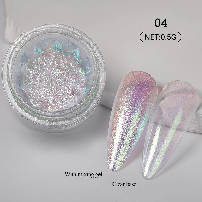 10g Gradient Pearl Nail Powder – Metallic Aurora Effect Glitter Dust for UV Gel Nail Art Decorations