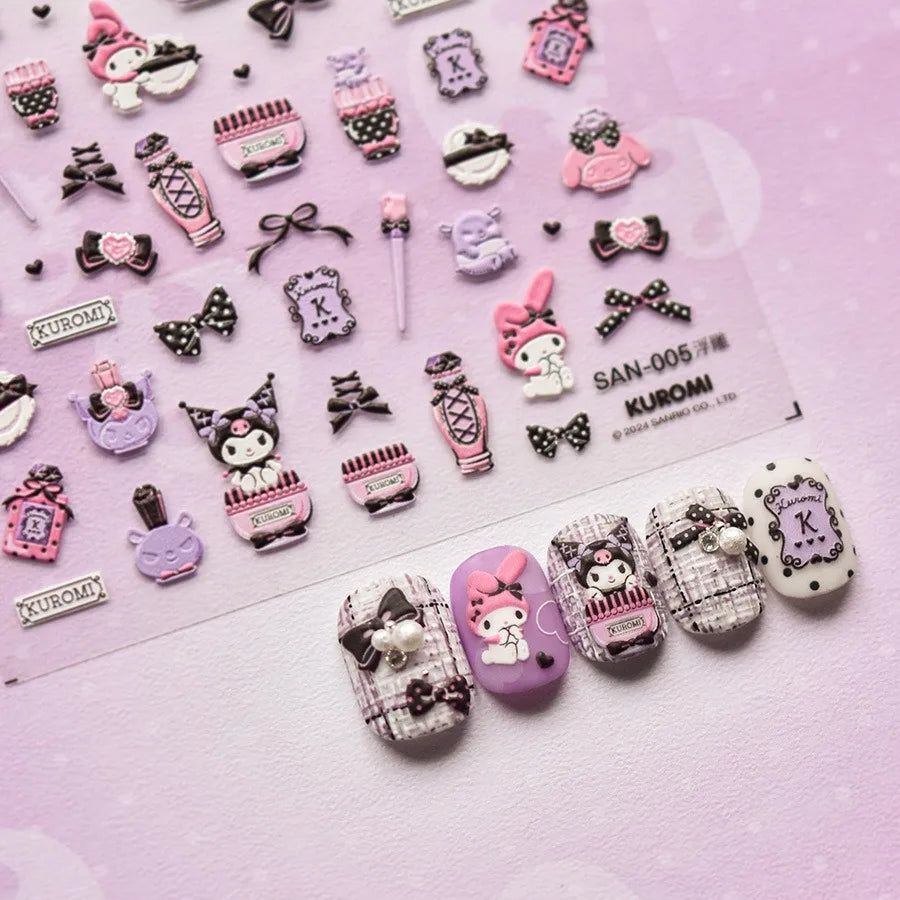 5D Anime Nail Stickers – Hello Kitty, Kuromi & Cinnamoroll
