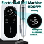 45,000 RPM Rechargeable Electric Nail Drill Machine – Portable Nail File Kit with Nail Mill Cutter Sets & Drill Bits