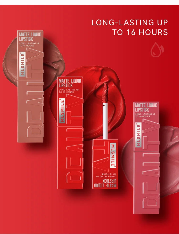 MLSMILE 6-Color Velvet Matte Lip Glaze – Waterproof, Long-Lasting, Non-Stick Lip Tint