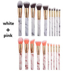 10PCS Marble Makeup Brush Set – Foundation, Blush, Eyeshadow, Eyebrow, Contour, Lip & Face Brushes