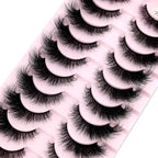 Cat Eye Wispy Mink Lashes – 10 Pairs, Natural Fluffy Long & Short False Eyelashes
