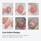 Creative Cute Hollow Nail Stickers Set - Airbrush Stencils Spray Templates for Nail Art - Heart Butterfly Bear Designs