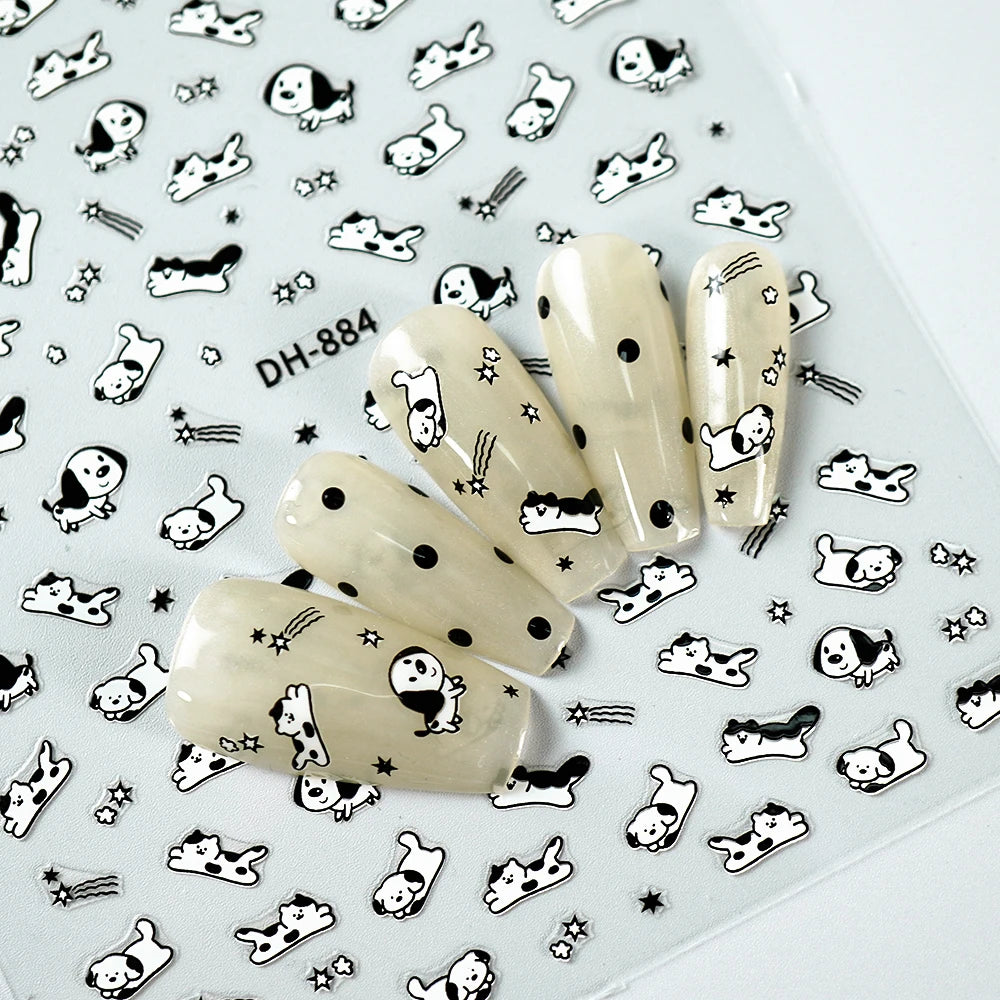 Kawaii Capybara & Spotted Puppy Nail Art Stickers – DIY Manicure Decals