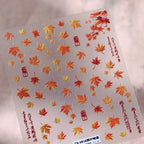 Autumn Maple & Ginkgo 5D Nail Art Stickers – Pumpkins, Ladybugs & Mushrooms