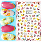 3D Butterfly & Flower Nail Art Stickers – Blue & Purple Decals for Manicure