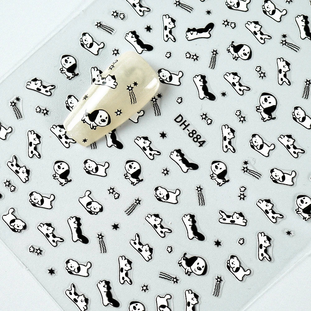 Kawaii Capybara & Spotted Puppy Nail Art Stickers – DIY Manicure Decals
