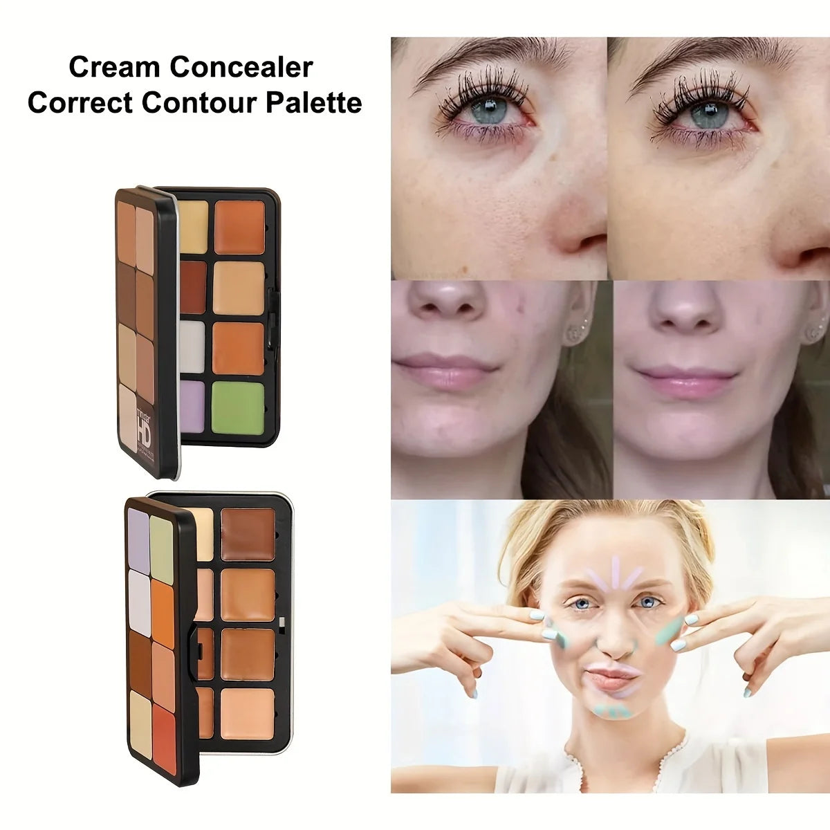 16-Color Matte Contour & Concealer Palette – Face & Nose Shadow Makeup Set