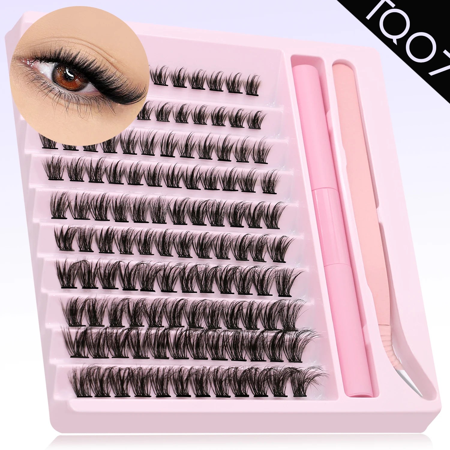 DIY Eyelash Cluster Extension Kit with Tweezers & Waterproof Lash Bond