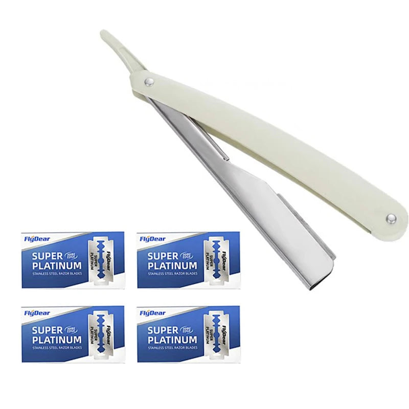 Men’s Straight Edge Razor Set with 10 Blades – Folding Shaving Knife