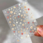 1 Sheet 5D Summer Seashell Nail Stickers – Starfish & Conch Decals