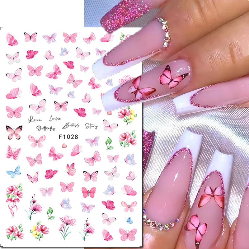 3D Floral & Butterfly Nail Art Stickers
