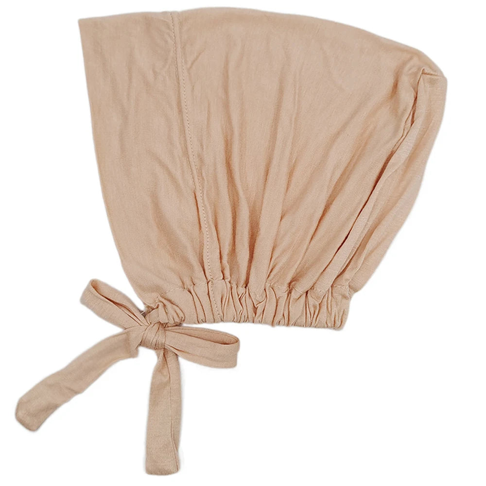 Modal Muslim Turban Hat Inner Hijab Cap with Rope – Islamic Underscarf Bonnet Headwrap Turbante Mujer