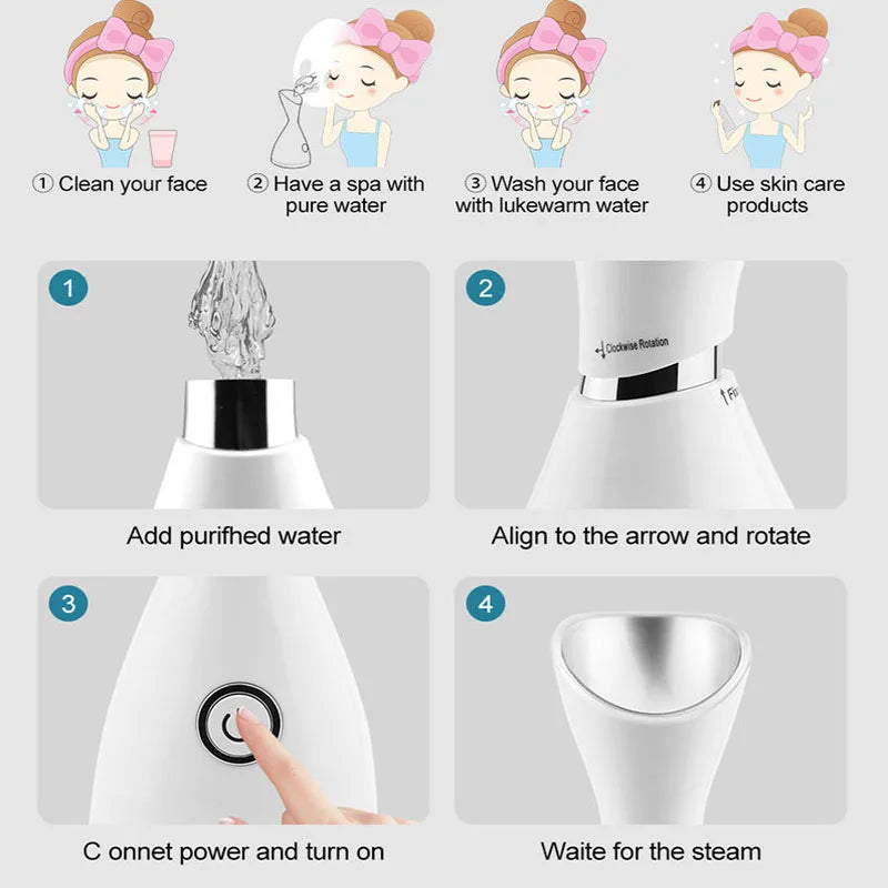Nano Ionic Facial Steamer – Professional Deep Cleansing Mist Sprayer for Women, Home Spa & Beauty Care
